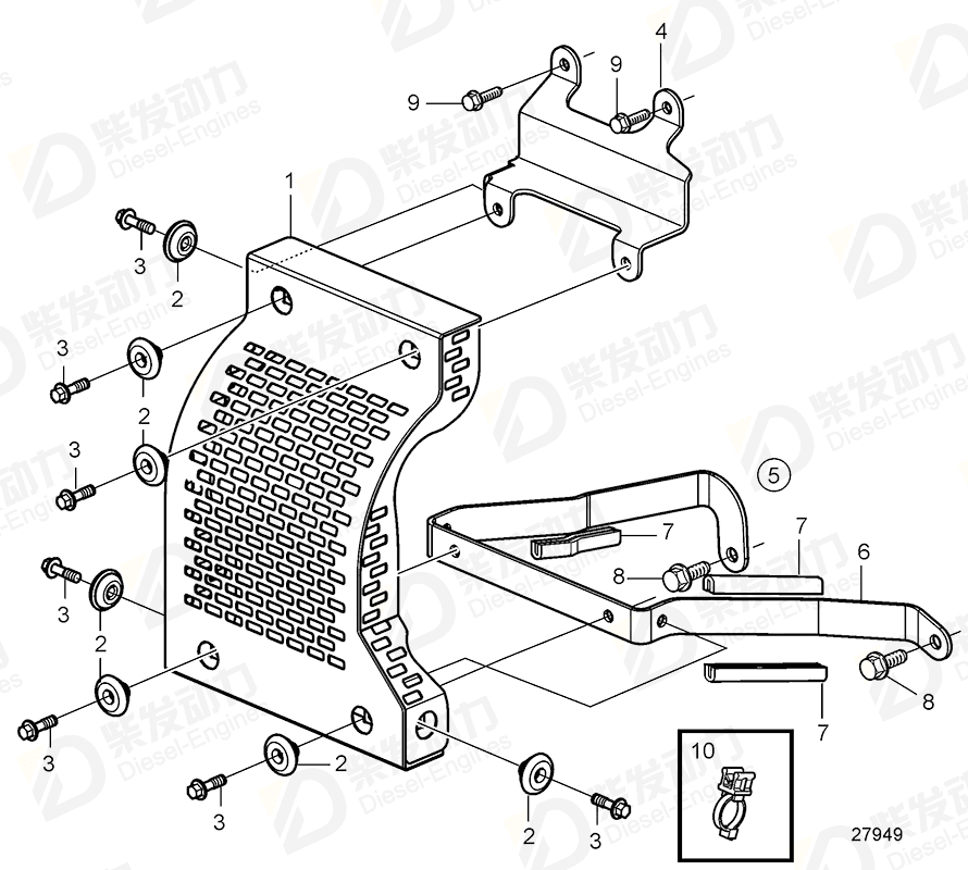 volvo penta Bracket 22102365 Drawing
